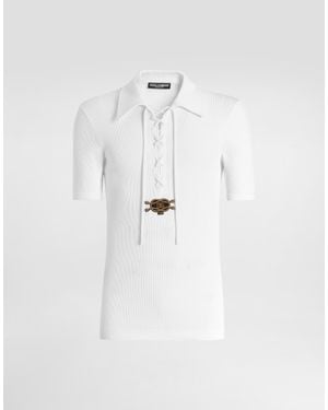 Dolce & Gabbana Cotton Interlock Serafino Shirt - White