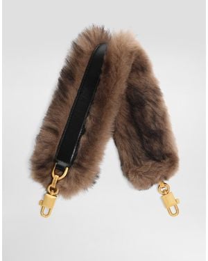 Dolce & Gabbana Shearling And Palmellato Calfskin Bag Shoulder Strap - Brown