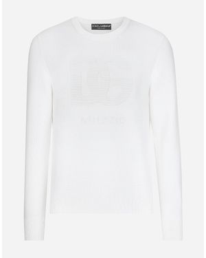 Dolce & Gabbana Wool Round-Neck Sweater With Dg Logo - ホワイト