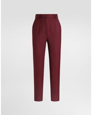 Dolce & Gabbana Pantalones En Lana Con Raya Diplomática - Rojo