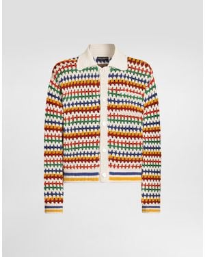 Dolce & Gabbana Crochet Bomber Jacket - White