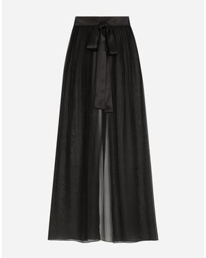 Dolce & Gabbana シルクシフォン ロングスカート - ブラック