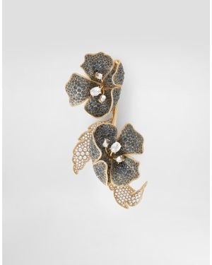 Dolce & Gabbana Flower Brooch With Rhinestones - White
