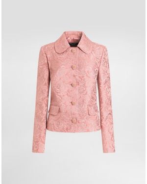 Dolce & Gabbana Single-Breasted Floral Quilted Jacquard Gabbana Jacket - Pink