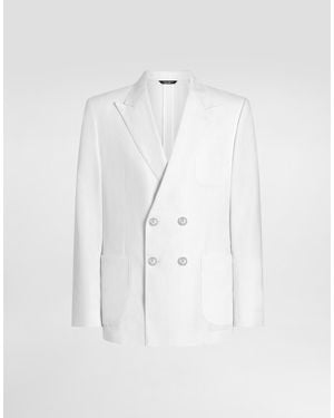Dolce & Gabbana Portofino Double-Breasted Linen Jacket - White