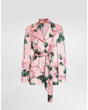Dolce & Gabbana Rose- Satin Pyjama Shirt - Pink