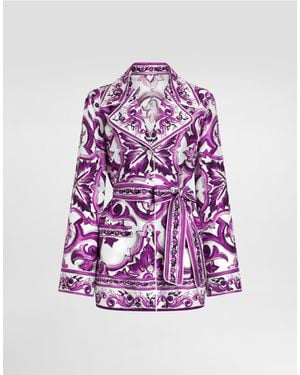 Dolce & Gabbana Majolica-Print Twill Shirt - Purple