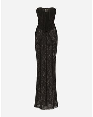 Dolce & Gabbana Long Lace Corset Dress - Black