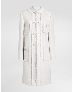Dolce & Gabbana Abrigo De Botonadura Sencilla De Tweed Raschel - Blanco
