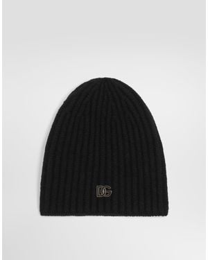 Dolce & Gabbana English Rib Knit Hat - Black