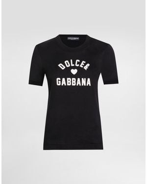 Dolce & Gabbana Jersey T-Shirt With Lettering Patch - Black