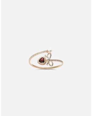 Dolce & Gabbana Heart ブレスレット イエローゴールド ハート＆リボン - ホワイト