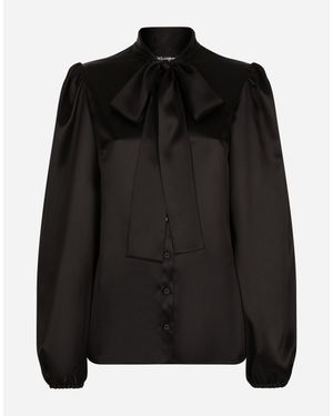 Dolce & Gabbana シャツ シルクサテン リボン - ブラック