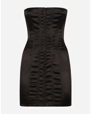 Dolce & Gabbana Strapless Satin Minidress - Black