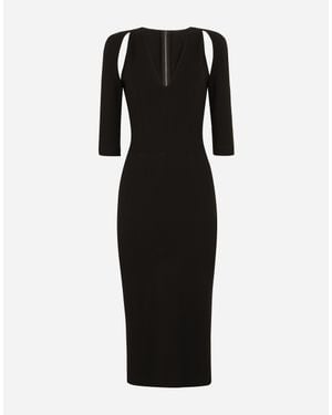 Dolce & Gabbana Jersey Calf-length Dress With Cut-outs - Black