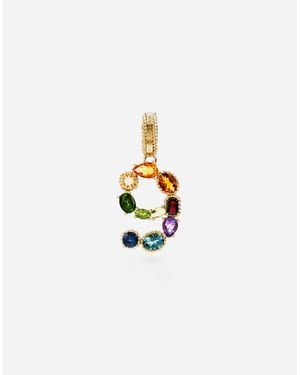 Dolce & Gabbana Pendente arcobaleno in oro giallo 18 kt con gemme multicolori che rappresentano il numero 9 - Bianco