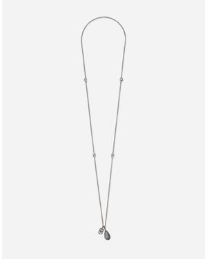 Dolce & Gabbana Collana Con Goccia E Logo Dg - Bianco