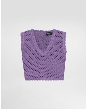 Dolce & Gabbana Crochet Crop Top - Purple
