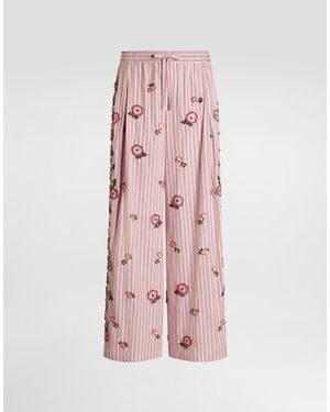Dolce & Gabbana Vanity Trousers With Embroidery - Pink