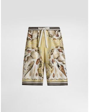 Dolce & Gabbana Printed Silk Twill Trousers - White