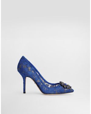 Dolce & Gabbana Lace Pumps With Brooch Detailing - Azul