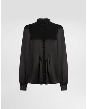 Dolce & Gabbana Silk Satin Top - Black