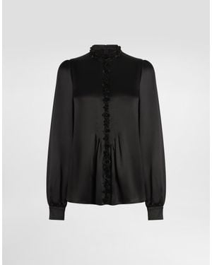 Dolce & Gabbana Oberteil Aus Seidensatin - Schwarz