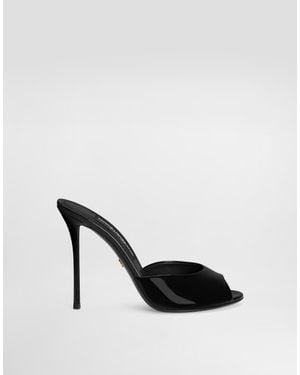 Dolce & Gabbana Keira Patent Leather Mules - Black