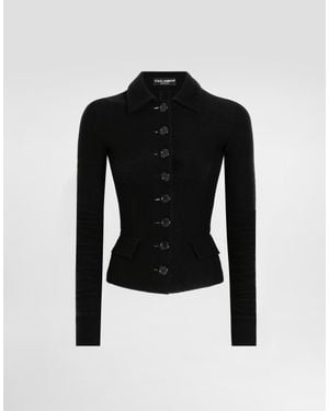 Dolce & Gabbana Single-Breastedwool Cloth Jacket - Black