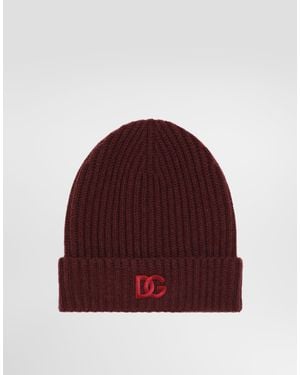 Dolce & Gabbana English Rib Knit Hat - Red