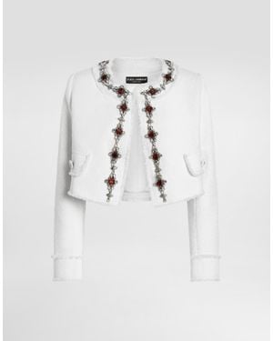 Dolce & Gabbana Short Tweed Jacket With Jewel Embroidery - ホワイト