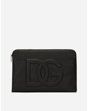 Dolce & Gabbana Große Pouch Bag Aus Hirschleder - Schwarz