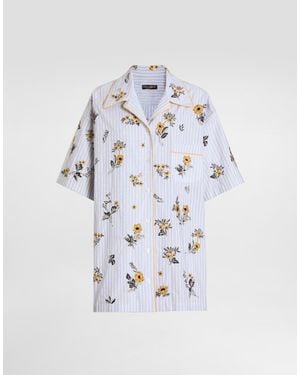 Dolce & Gabbana Poplin Shirt With Floral Embroidery - White