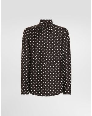 Dolce & Gabbana Polka Dot-Print Silk Twill Shirt - Black
