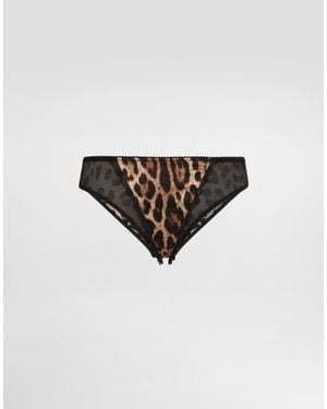 Dolce & Gabbana Slip Aus Satin Mit Leo - Weiß