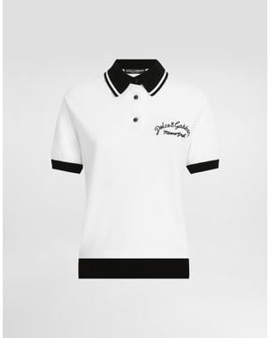 Dolce & Gabbana Short Cotton Piqué Polo-Shirt With Dg Logo Embroidery - White