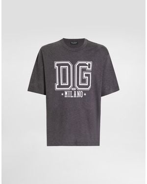 Dolce & Gabbana Cotton T-Shirt With Print - Grey