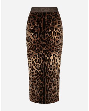 Dolce & Gabbana Calf Length Leopard Skirt - Brown