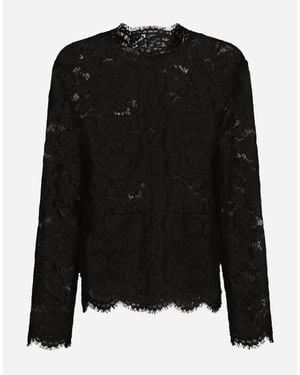 Dolce & Gabbana Single-Breasted Lace Jacket - Black
