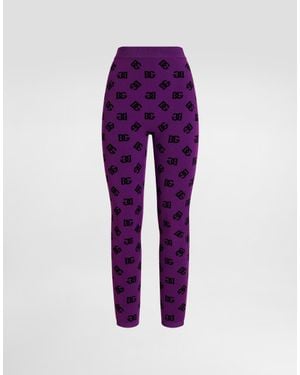 Dolce & Gabbana Printed Jacquard Leggings - パープル