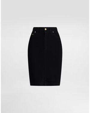 Dolce & Gabbana Denim Midi Skirt - ブラック