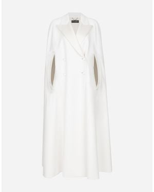 Dolce & Gabbana Double-Breasted Wool Cape - White