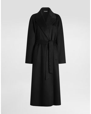 Dolce & Gabbana Double-Breasted Cashmere Trench Coat - Black