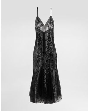 Dolce & Gabbana Chantilly Lace Slip Dress - Black
