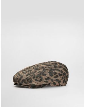 Dolce & Gabbana Leopard- Jacquard Flat Cap - Grey
