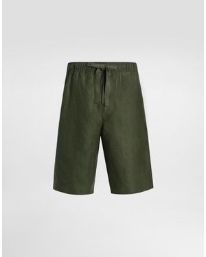 Dolce & Gabbana Linen Fabric Shorts - Green