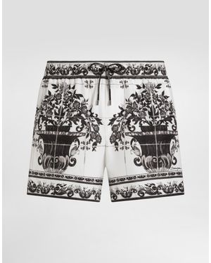 Dolce & Gabbana Bañador Bóxer Corto Con Estampado De Mayólica - Metálico