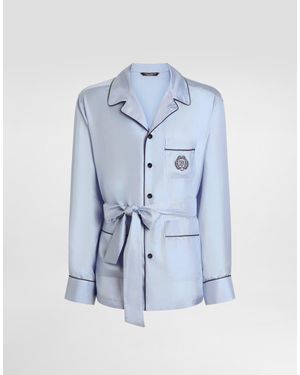 Dolce & Gabbana Silk Twill Robe - Blue