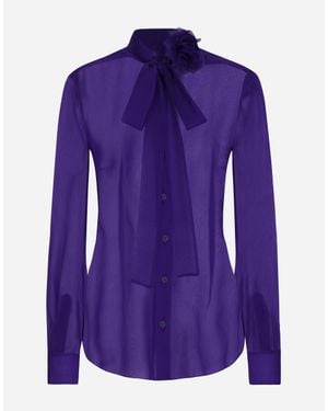 Dolce & Gabbana Chiffon Shirt With Flower Detail - Purple