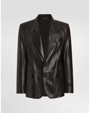 Dolce & Gabbana Single-Breasted Sicilia Light Leather Jacket - Noir